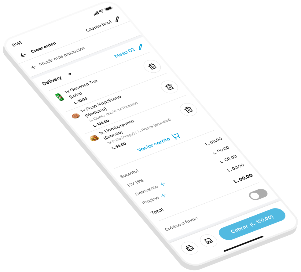 Creación de una orden desde el celular
