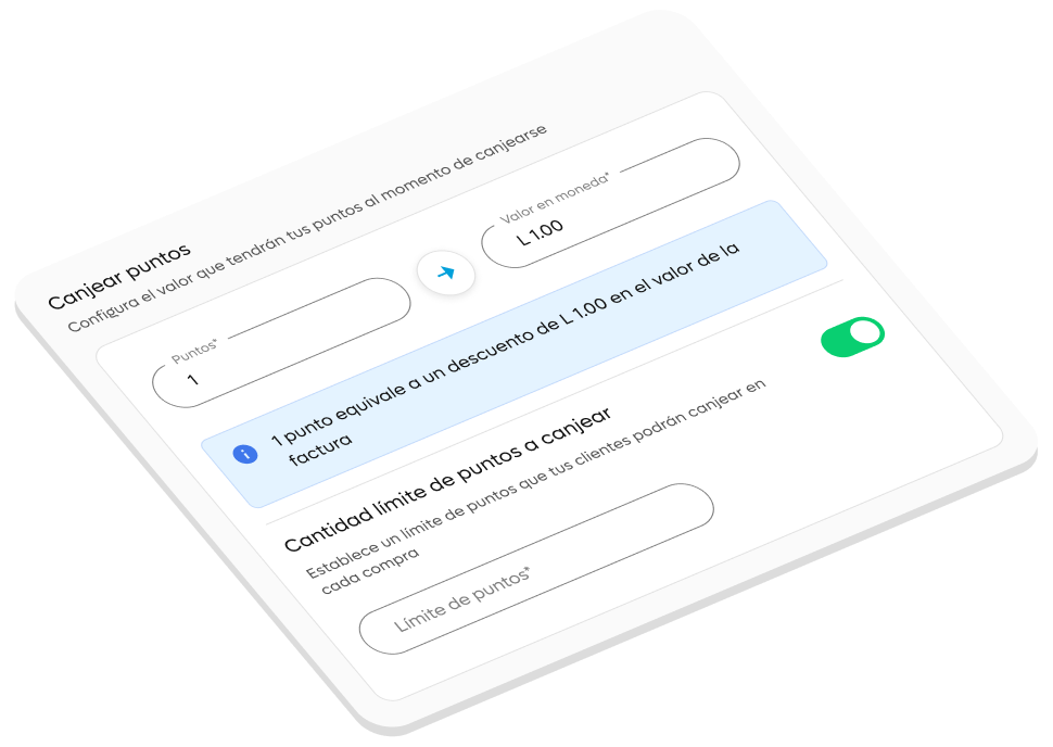 Configuración del valor de los puntos al canjearse